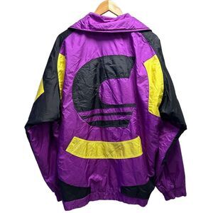 Carrera Vintage 80's 90's Mens Sz M Windbreaker 1/2 Zip Ski Jacket Purple/Yellow